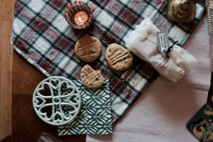Cookies on a tartan cloth