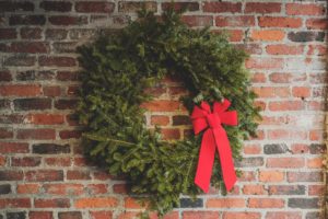 Wreath with red bow